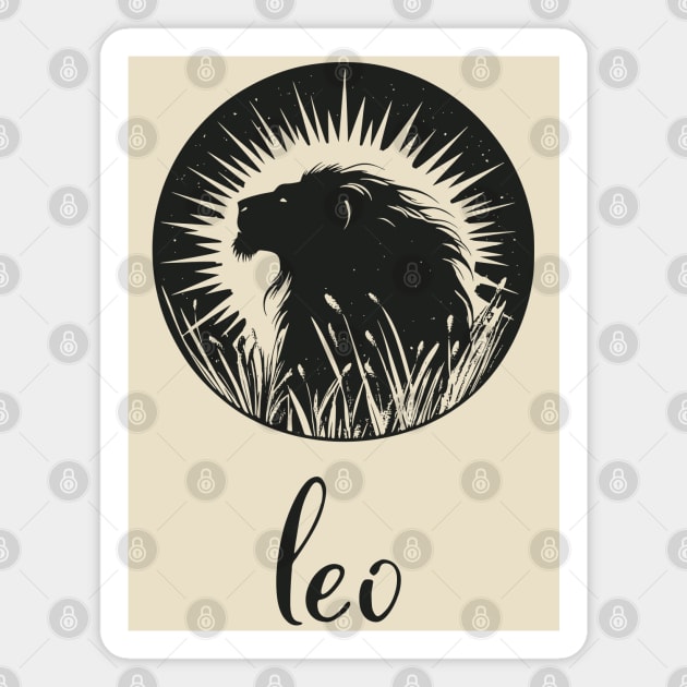 Leo Zodiac Sign Majestic Lion Artwork Magnet by TuncGK